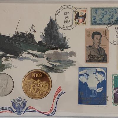 John F. Kennedy commemorative cover with coin