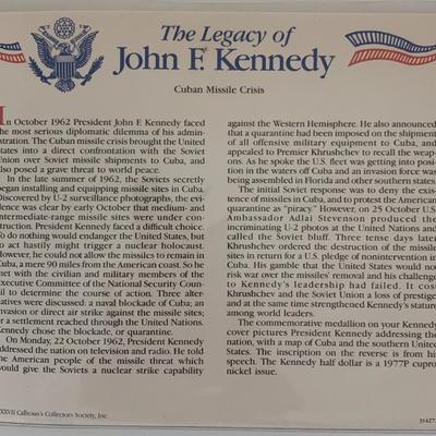 John F. Kennedy commemorative cover with coin