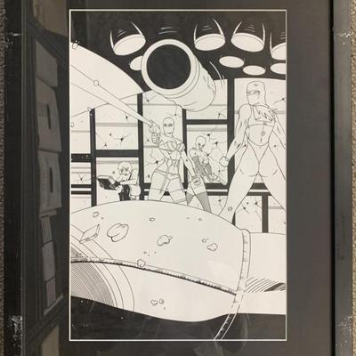 Original hand drawn sketch, unknown comic book artist