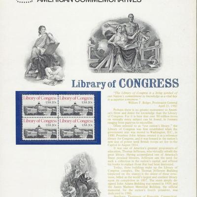 Americ Library of Congress stamp set of four 20 cent stamps