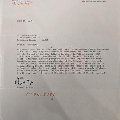 MSU Russel B. Nye Signed Letter