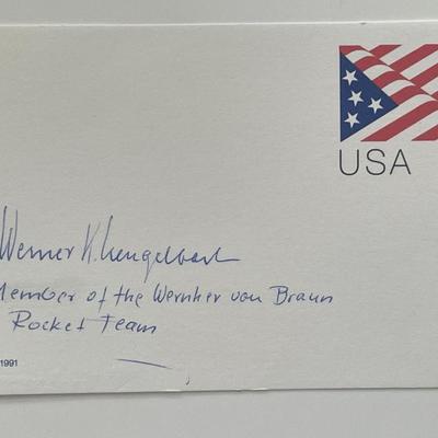 NASA Werner Gengelbach autographed note