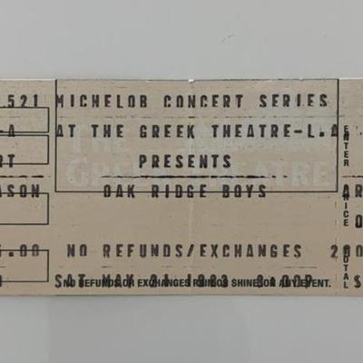 Oak Ridge Boys ticket Greek Theatre 05/21/83