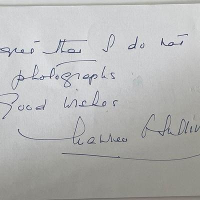 Tarzan actress Maureen O'Sullivan signed note