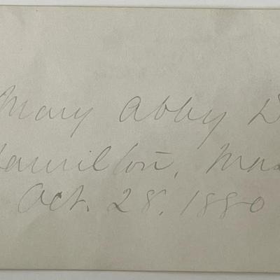 Author Mary A. Dodge autograph note