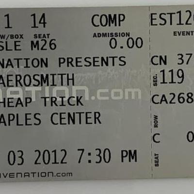 Aerosmith concert ticket Staples Center Dec. 12, 2012