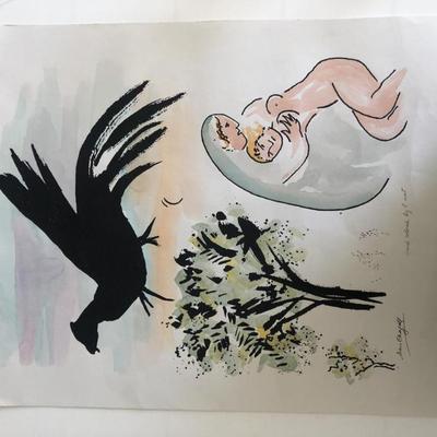 Hand Colored Marc Chagall Print