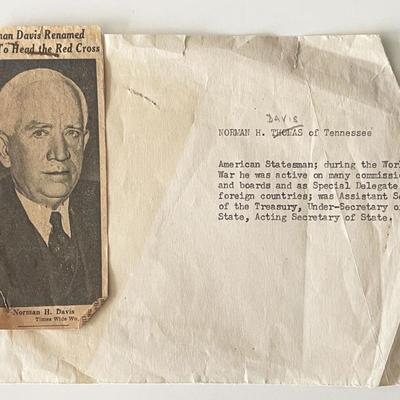 Norman H. Davis photo note