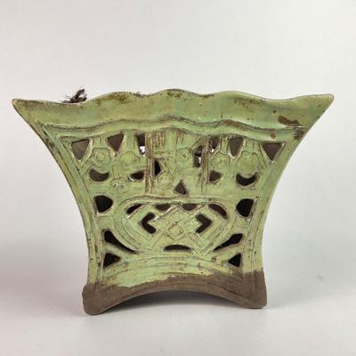 L165 Pair of Twin Celadon Glazed Pottery Chopstick Holders
