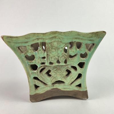 L165 Pair of Twin Celadon Glazed Pottery Chopstick Holders