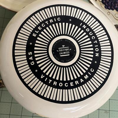 Sale Photo Thumbnail #8: Tabletops Unlimited features a vintage grapevine motif on cream-colored ceramic. Suitable for Induction & Vitroceramic