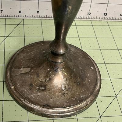 Sale Photo Thumbnail #24: Holds 5 standard taper candles and Likely silver-plated metal.