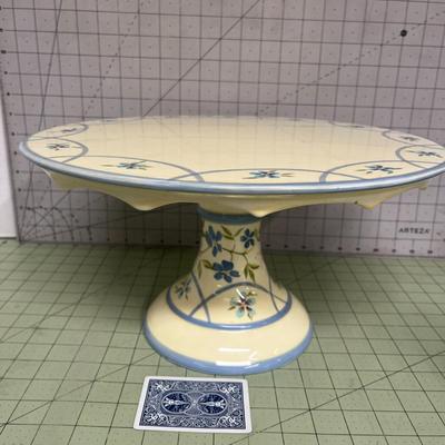 Sale Photo Thumbnail #39: Hand-painted blue and green floral motifs and Glossy glaze finish with slight crackling consistent with vintage ceramic ware