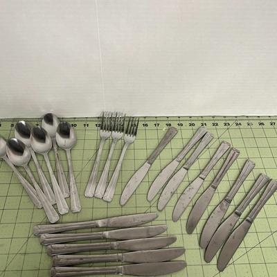 Sale Photo Thumbnail #104: Includes mix of spoons, forks, knives, and specialty utensils in various styles and patterns.