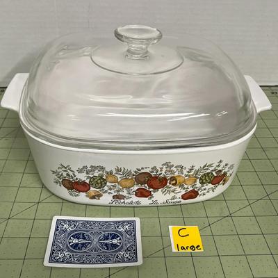 Sale Photo Thumbnail #127: Includes the original domed glass lid with a clear knob handle and twin side handles