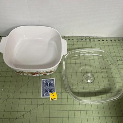 Sale Photo Thumbnail #129: Includes the original domed glass lid with a clear knob handle and twin side handles