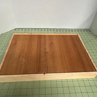 Sale Photo Thumbnail #198: Vertical Divider Display with White Backing and Natural wood Finish.