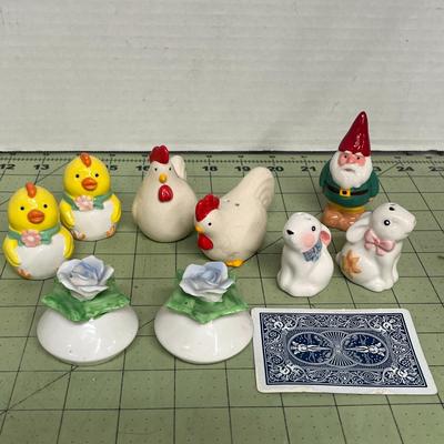 Sale Photo Thumbnail #294: Hand-Painted Ceramic Shakers with Spring & Garden Theme.