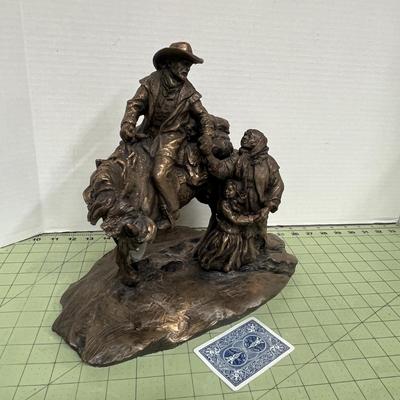 Sale Photo Thumbnail #328: Cowboy Farewell Scene, Bronze-Finished Resin . Broken  Horse Head.