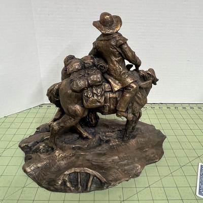 Sale Photo Thumbnail #332: Cowboy Farewell Scene, Bronze-Finished Resin . Broken  Horse Head.
