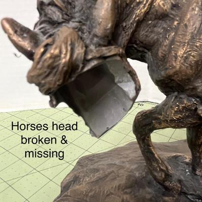 Sale Photo Thumbnail #329: Cowboy Farewell Scene, Bronze-Finished Resin . Broken  Horse Head.