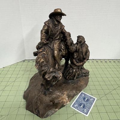 Sale Photo Thumbnail #331: Cowboy Farewell Scene, Bronze-Finished Resin . Broken  Horse Head.