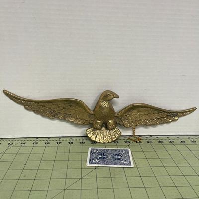 Sale Photo Thumbnail #335: Polished Gold-Tone Brass with Visible Tooling Marks on Feathers and Body for Texture.