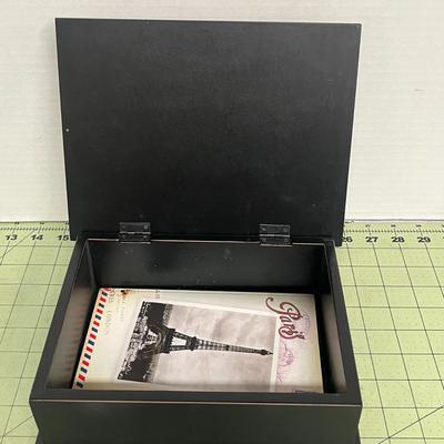 Sale Photo Thumbnail #408: Its Includes black wooden keepsake box and Matching Journal-Style Notebook.
