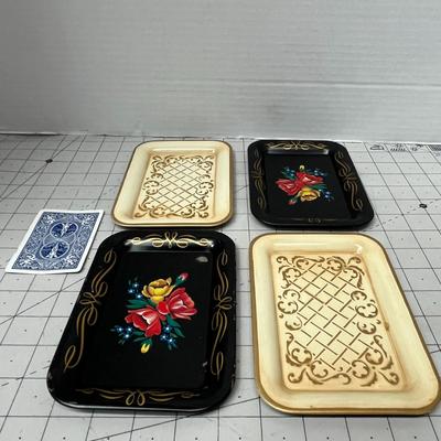 Sale Photo Thumbnail #436: Hand-Painted floral designs and Black and Beige Finish.