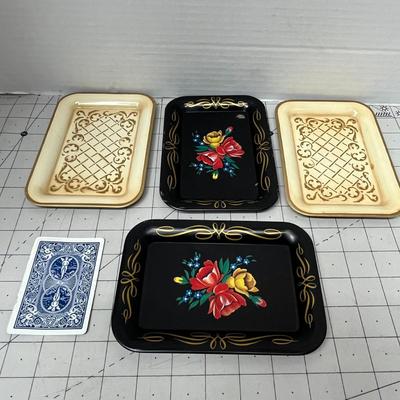 Sale Photo Thumbnail #437: Hand-Painted floral designs and Black and Beige Finish.
