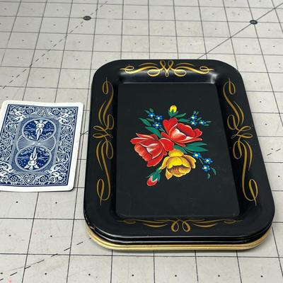 Sale Photo Thumbnail #439: Hand-Painted floral designs and Black and Beige Finish.