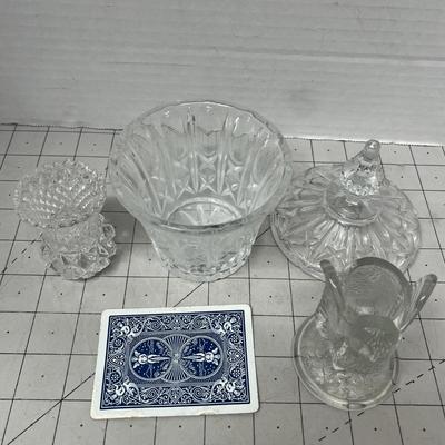 Sale Photo Thumbnail #447: Includes Crystal Jar with Lid, Toothpick Holder, and Owl Vase.