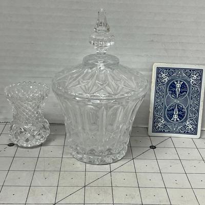 Sale Photo Thumbnail #449: Includes Crystal Jar with Lid, Toothpick Holder, and Owl Vase.