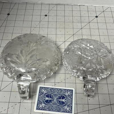 Sale Photo Thumbnail #467: Arched Crystal Handle and Etched Floral Designs, Starburst Bases.