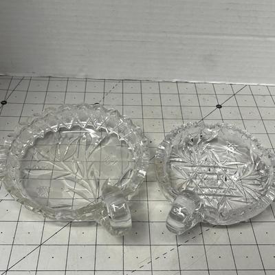 Sale Photo Thumbnail #468: Arched Crystal Handle and Etched Floral Designs, Starburst Bases.