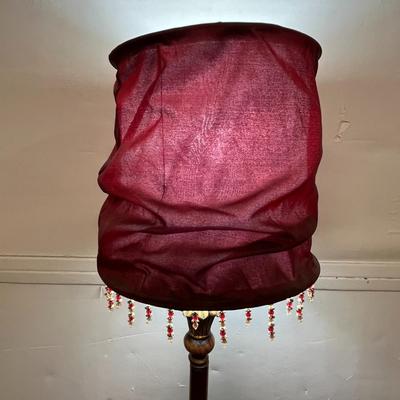 Sale Photo Thumbnail #491: Burgundy Fabric Shade & Beaded Fringe