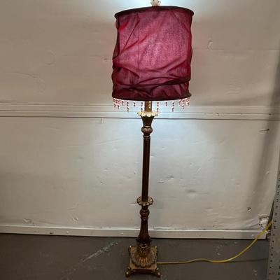 Sale Photo Thumbnail #488: Burgundy Fabric Shade & Beaded Fringe