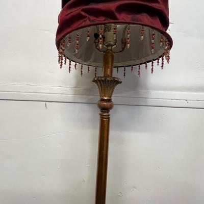 Sale Photo Thumbnail #494: Burgundy Fabric Shade & Beaded Fringe