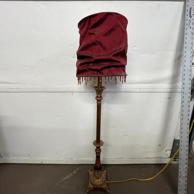 Sale Photo Thumbnail #492: Burgundy Fabric Shade & Beaded Fringe