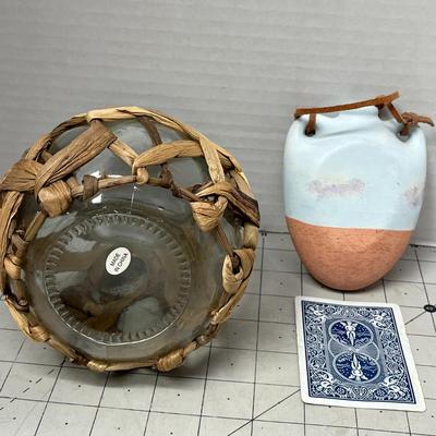 Sale Photo Thumbnail #503: Its Includes Rustic Glass Lantern Basket & Southwestern Wall Hanging Vase.