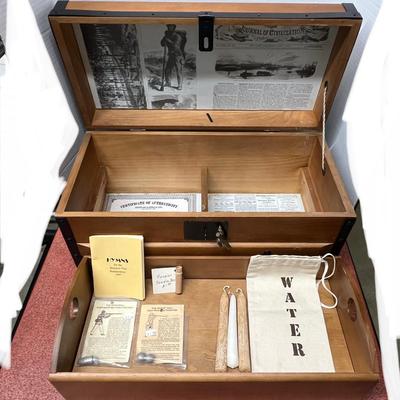 Sale Photo Thumbnail #543: Solid Wood Chest with locking front latch and rope lid support.