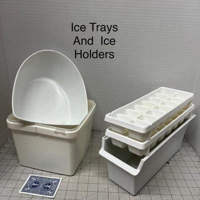 Sale Photo Thumbnail #573: Includes 3 White Plastic Ice Cube Trays & 2 Ice Bin Holders.