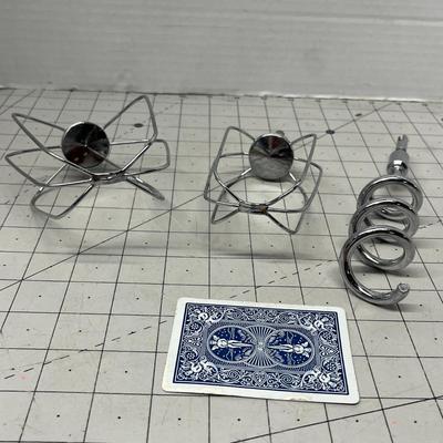 Sale Photo Thumbnail #577: 2 Chrome Wire Whisk Beaters and 1 Chrome Spiral Dough Hook.