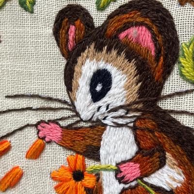Sale Photo Thumbnail #723: Handmade framed needlework by MouseArt, vibrant colors and charming details.