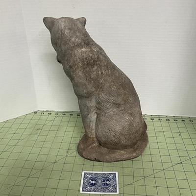 Sale Photo Thumbnail #763: Heavy concrete cat sculpture, slightly dirty base, durable garden décor.