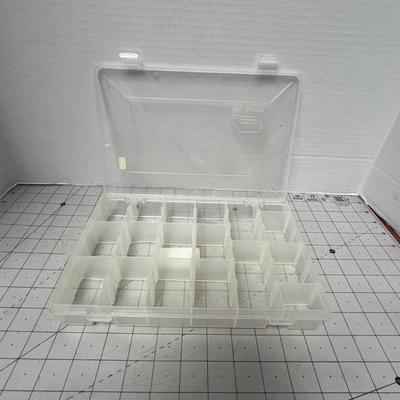 Sale Photo Thumbnail #780: Plano tackle box includes lures, hooks, swivels, sinkers, assorted sizes.