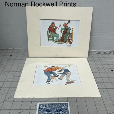 Sale Photo Thumbnail #818: Set of two classic Norman Rockwell prints, matted, collectible art.