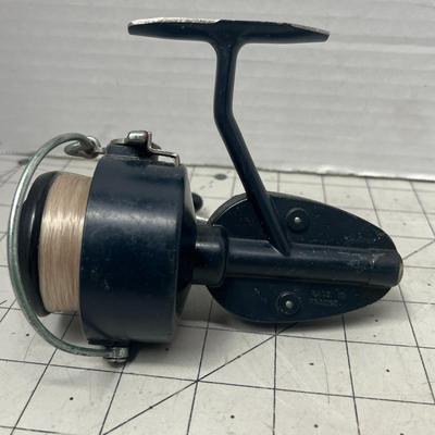 Sale Photo Thumbnail #850: Two vintage Mitchell 300 reels with StrikeForce reel bag and Pflueger split shot sinkers tin.