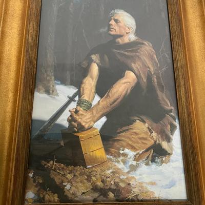 Sale Photo Thumbnail #860: Includes Moroni artwork 16x20 with chipped frame taped in place and 11x17 surplus picture frame.