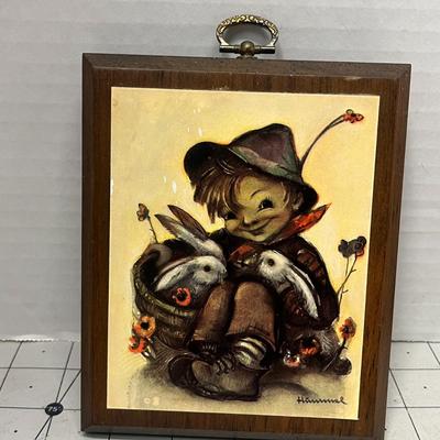 Sale Photo Thumbnail #901: Vintage Hummel prints in wood frames, charming collectible home decor.